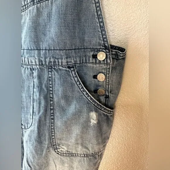 Madewell Skinny Distressed Denim Overalls Light Wash Size S
